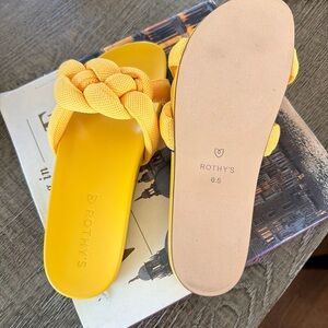 Rothy's Vibrant Yellow Braided Slide Sandals